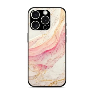 Lesklý kryt Mobiwear Glossy - Apple iPhone 15 Pro Max - G027G - Růžový a zlatavý mramor