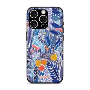 Lesklý kryt Mobiwear Glossy - Apple iPhone 15 Pro Max - G037G - Modrá květena