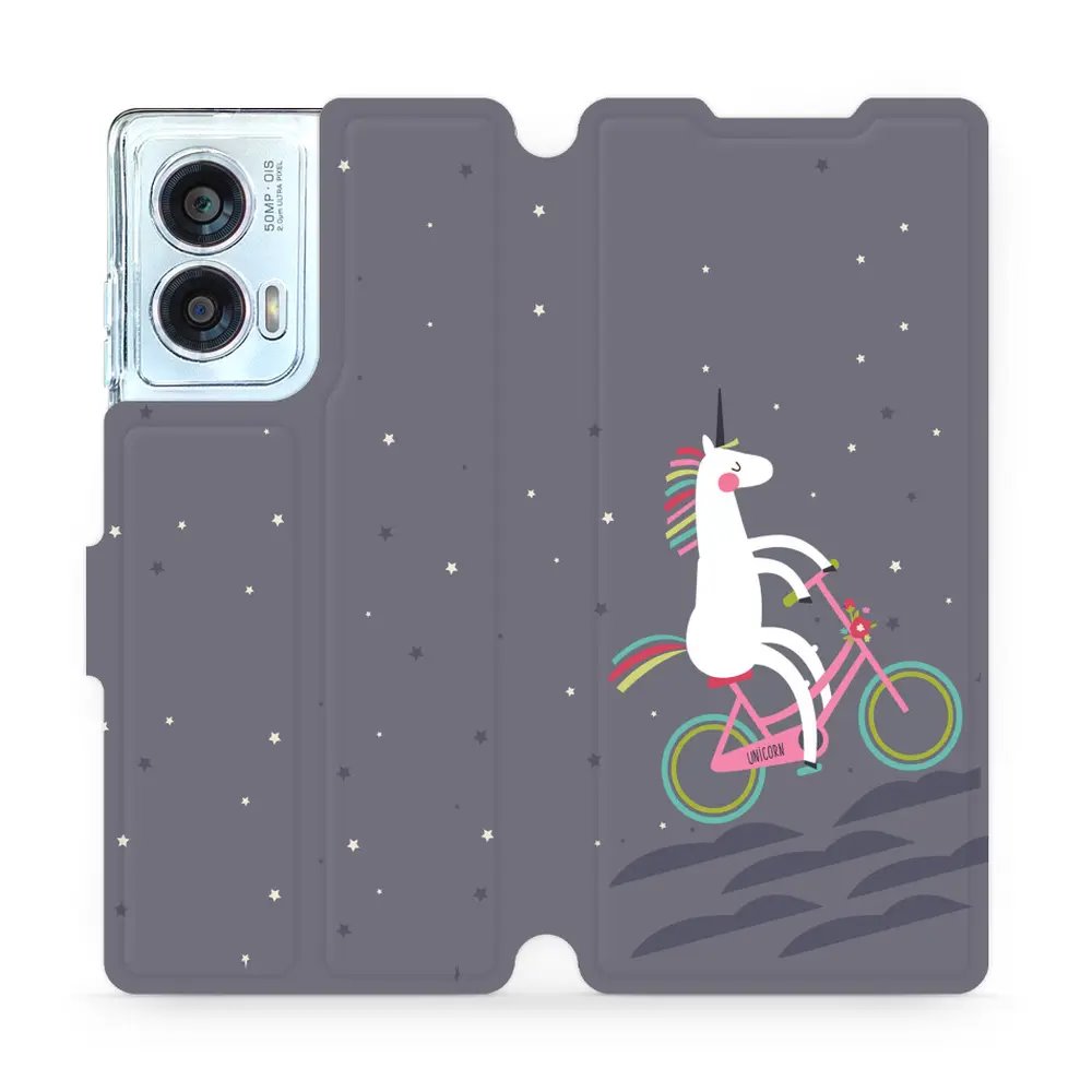 Flipové pouzdro Mobiwear - Motorola Edge 50 Fusion - V024P Jednorožec na kole