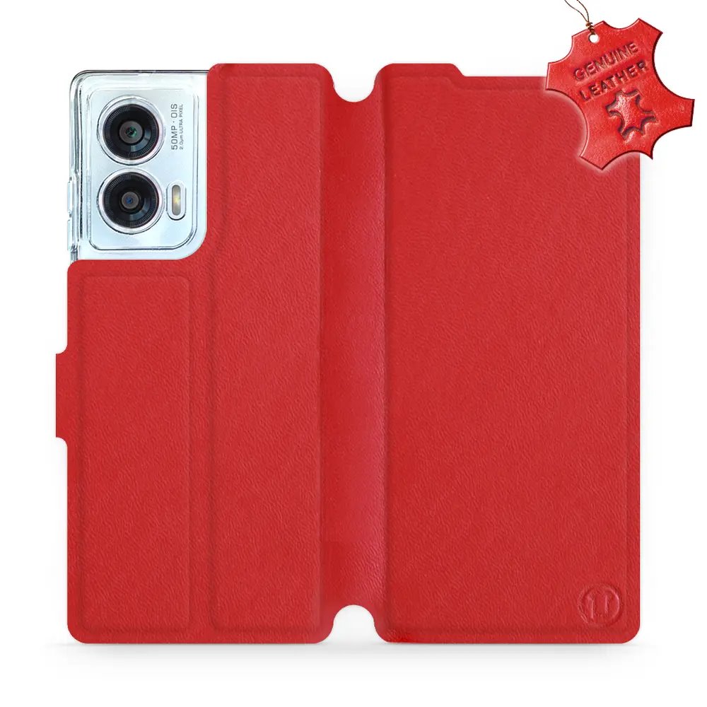 Kožené flip pouzdro Mobiwear - Motorola Edge 50 Fusion - Červené