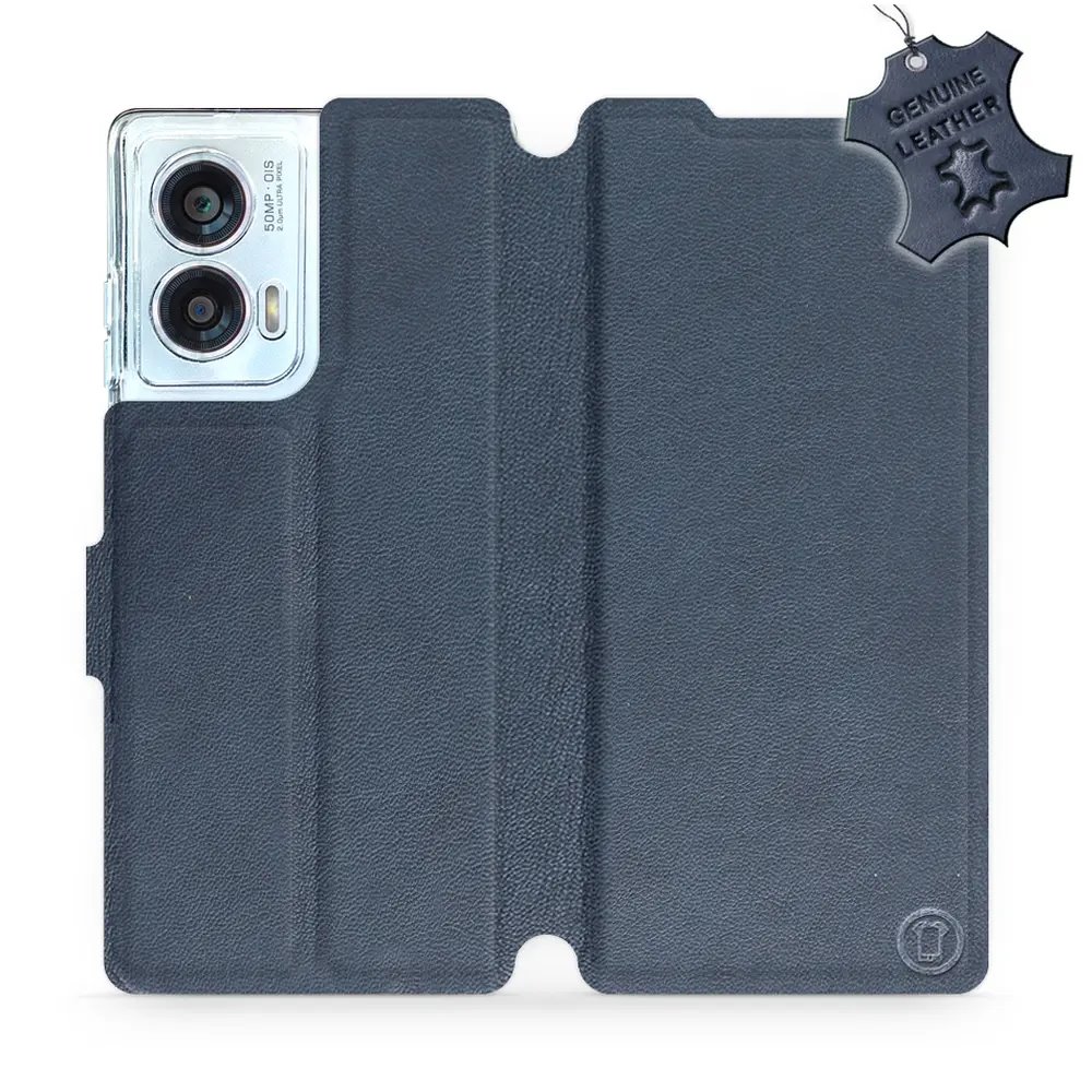 Kožené flip pouzdro Mobiwear - Motorola Edge 50 Fusion - Modré