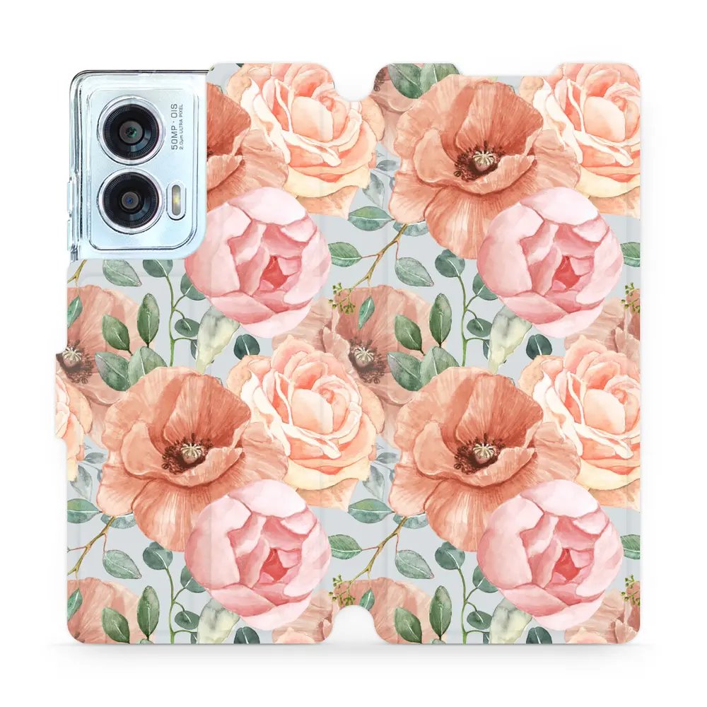 Flipové pouzdro Mobiwear - Motorola Edge 50 Fusion - MP02S Pastelové květy