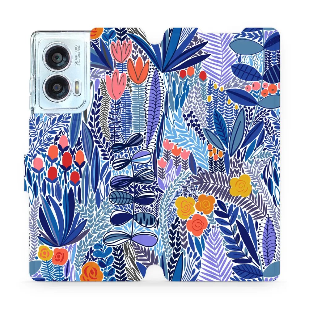 Flipové pouzdro Mobiwear - Motorola Edge 50 Fusion - MP03P Modrá květena
