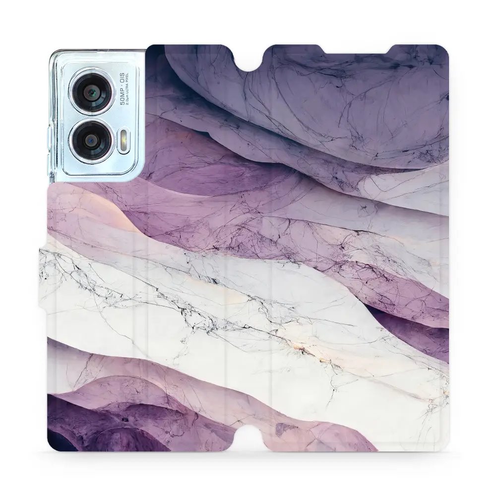 Flipové pouzdro Mobiwear - Motorola Edge 50 Fusion - VP31S Bílý a fialový mramor