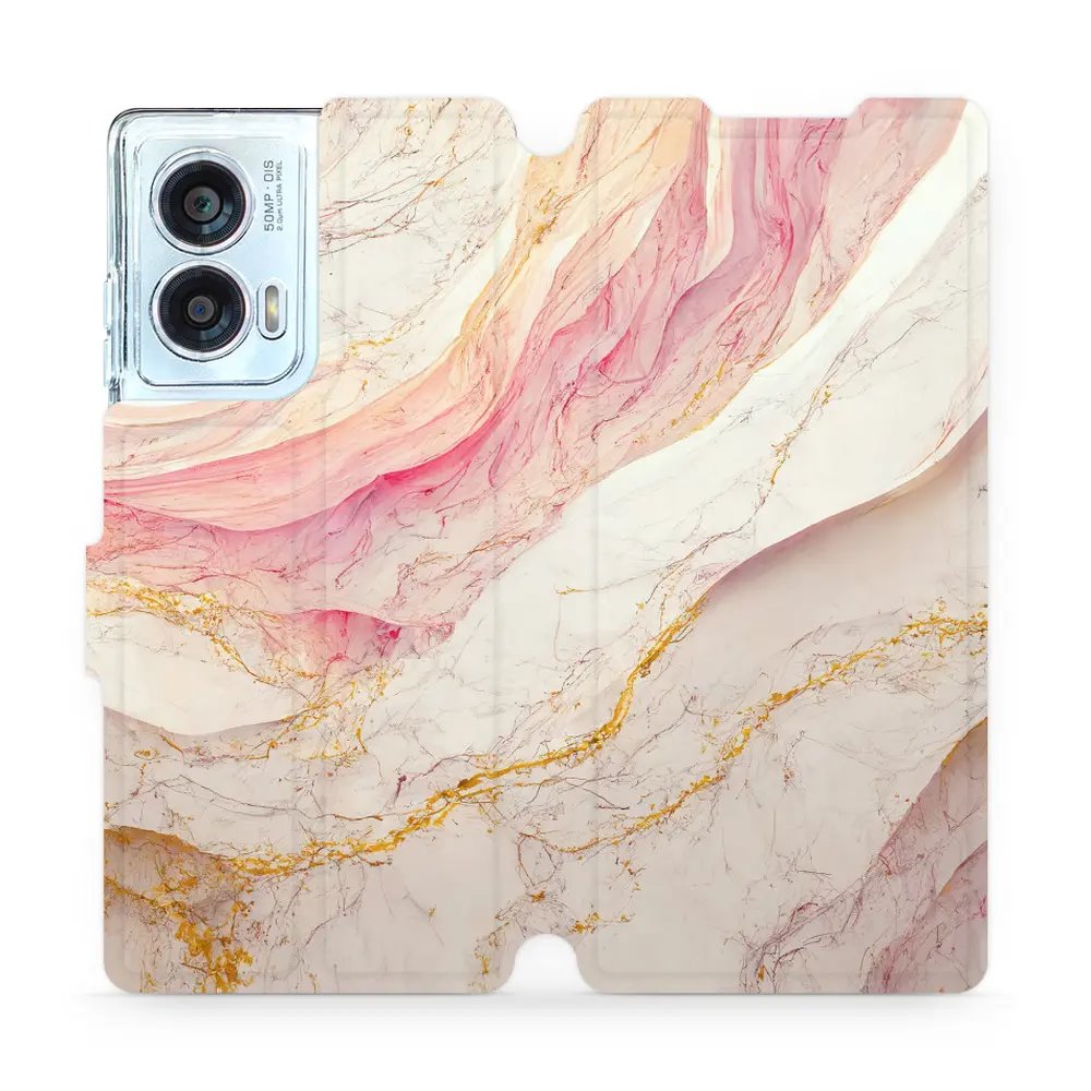 Flipové pouzdro Mobiwear - Motorola Edge 50 Fusion - VP32S Růžový a zlatavý mramor