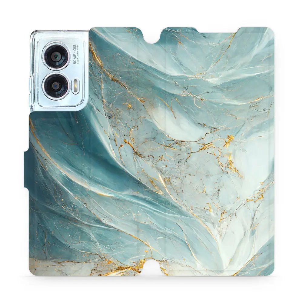 Flipové pouzdro Mobiwear - Motorola Edge 50 Fusion - VP34S Zelenkavý a zlatavý mramor