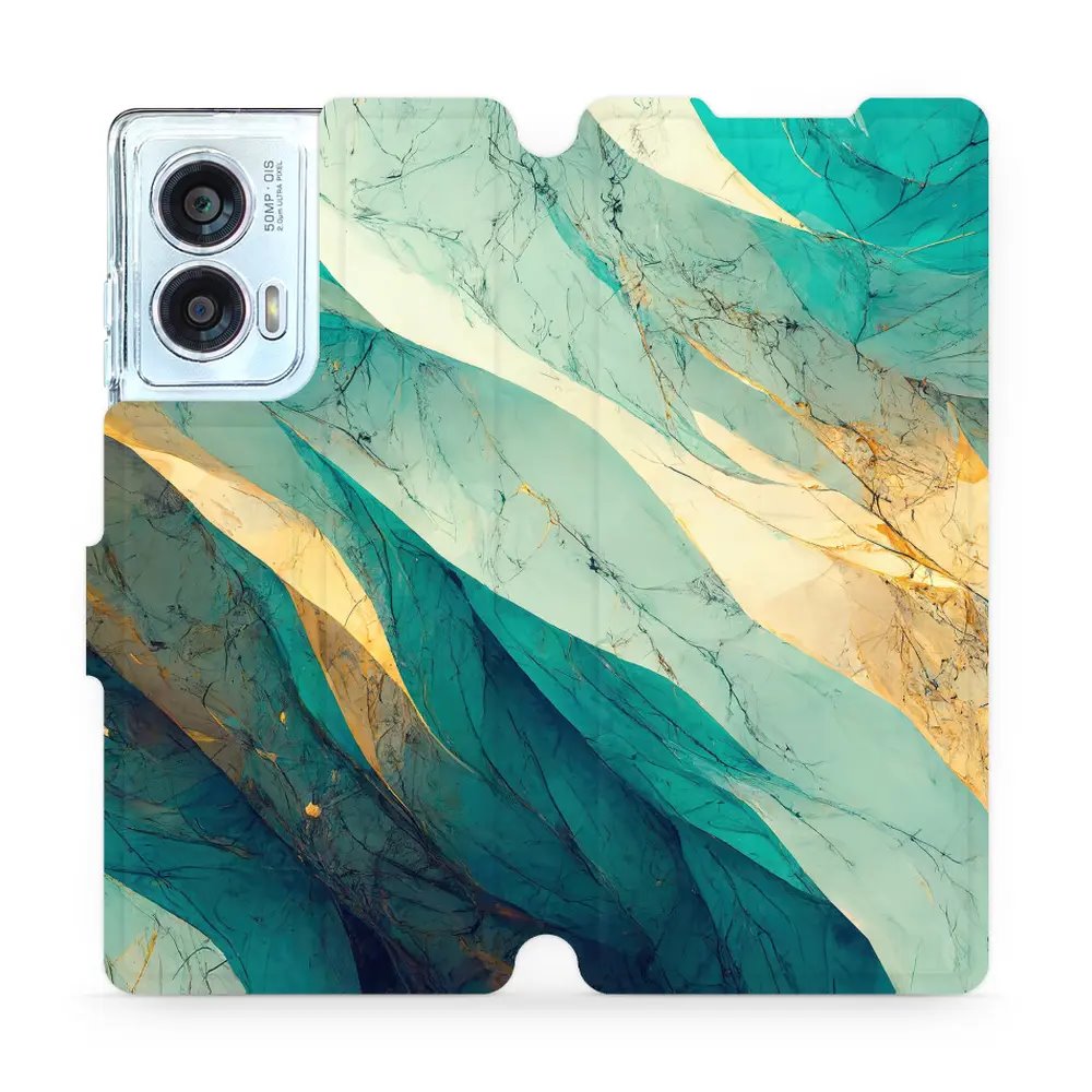 Flipové pouzdro Mobiwear - Motorola Edge 50 Fusion - VP37S Zlatavý a zelenkavý mramor