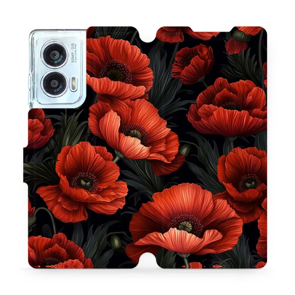 Flipové pouzdro Mobiwear - Motorola Edge 50 Fusion - VP45S Temné červené květy