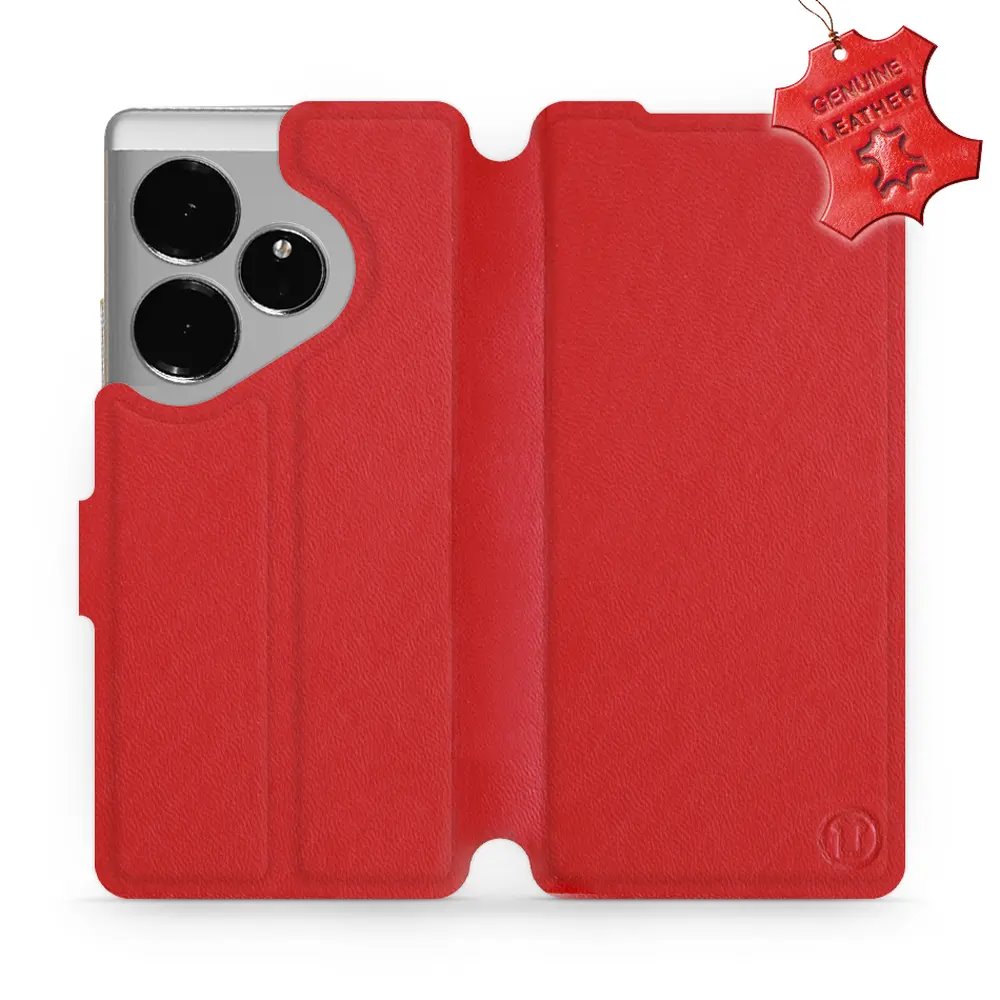 Kožené flip pouzdro Mobiwear - Realme GT 6 5G - Červené