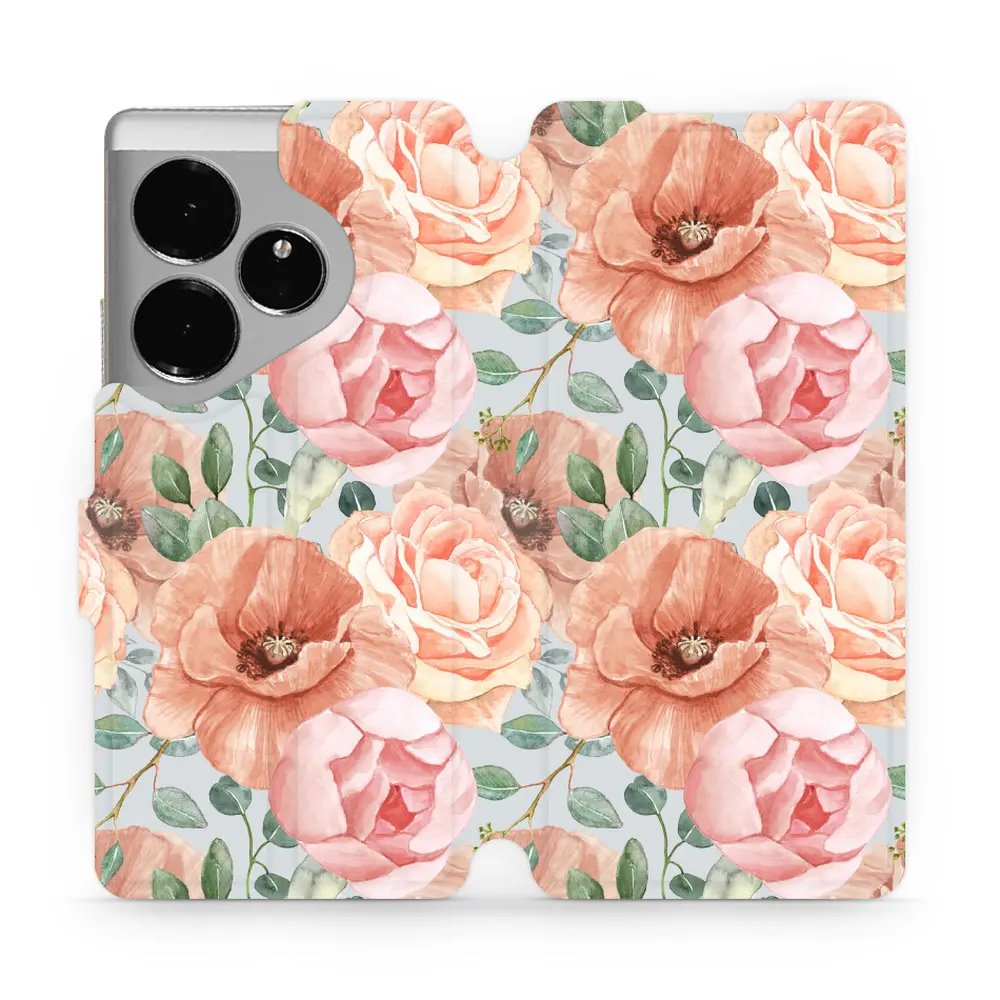 Flipové pouzdro Mobiwear - Realme GT 6 5G - MP02S Pastelové květy