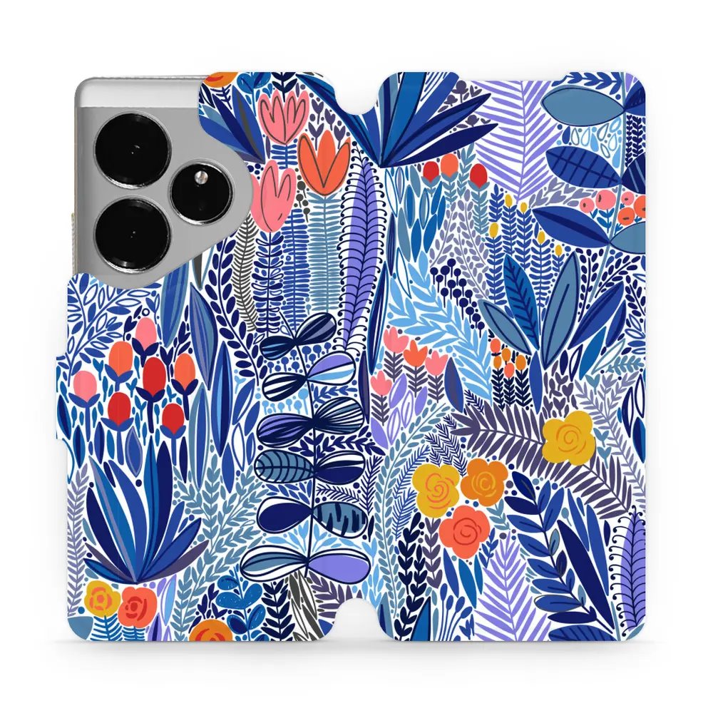 Flipové pouzdro Mobiwear - Realme GT 6 5G - MP03P Modrá květena