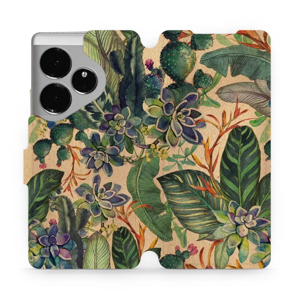 Flipové pouzdro Mobiwear - Realme GT 6 5G - VP05S Sukulenty