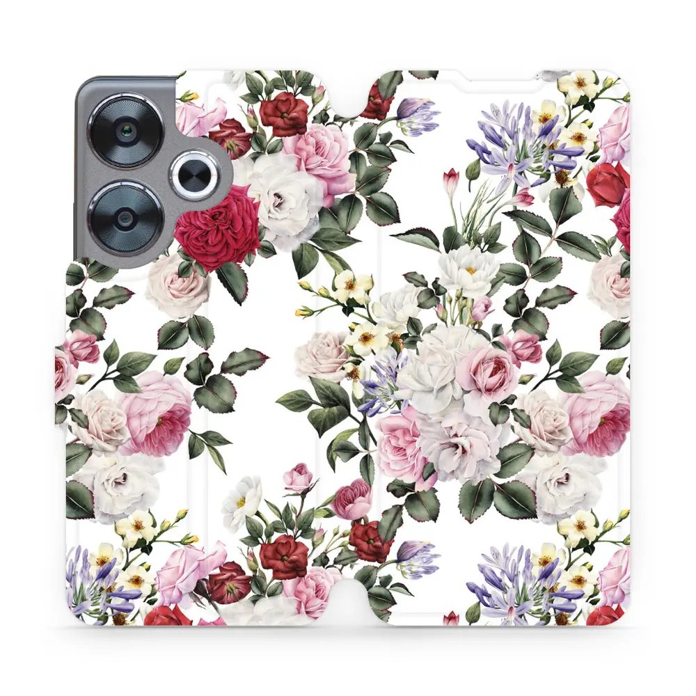 Flipové pouzdro Mobiwear - Xiaomi Poco F6 5G - MD01S Růže na bílé