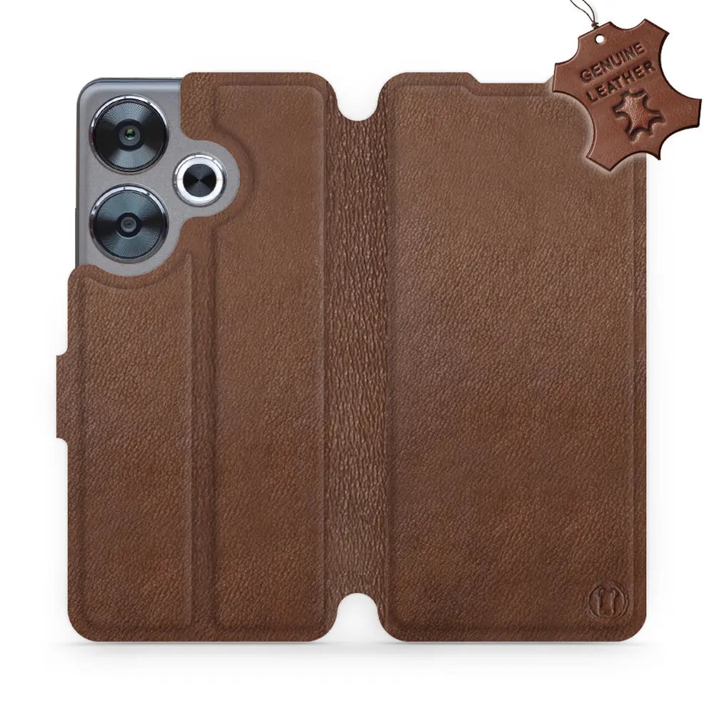 Kožené flip pouzdro Mobiwear - Xiaomi Poco F6 5G - Hnědé