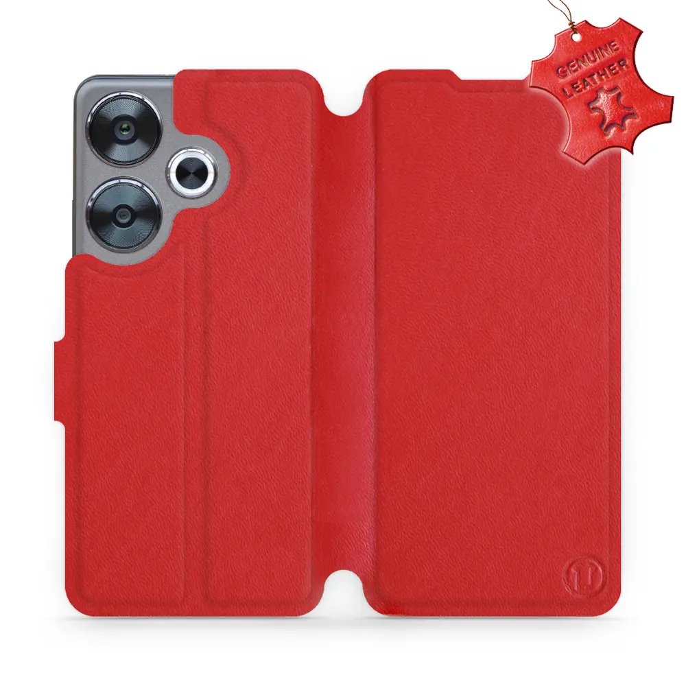 Kožené flip pouzdro Mobiwear - Xiaomi Poco F6 5G - Červené