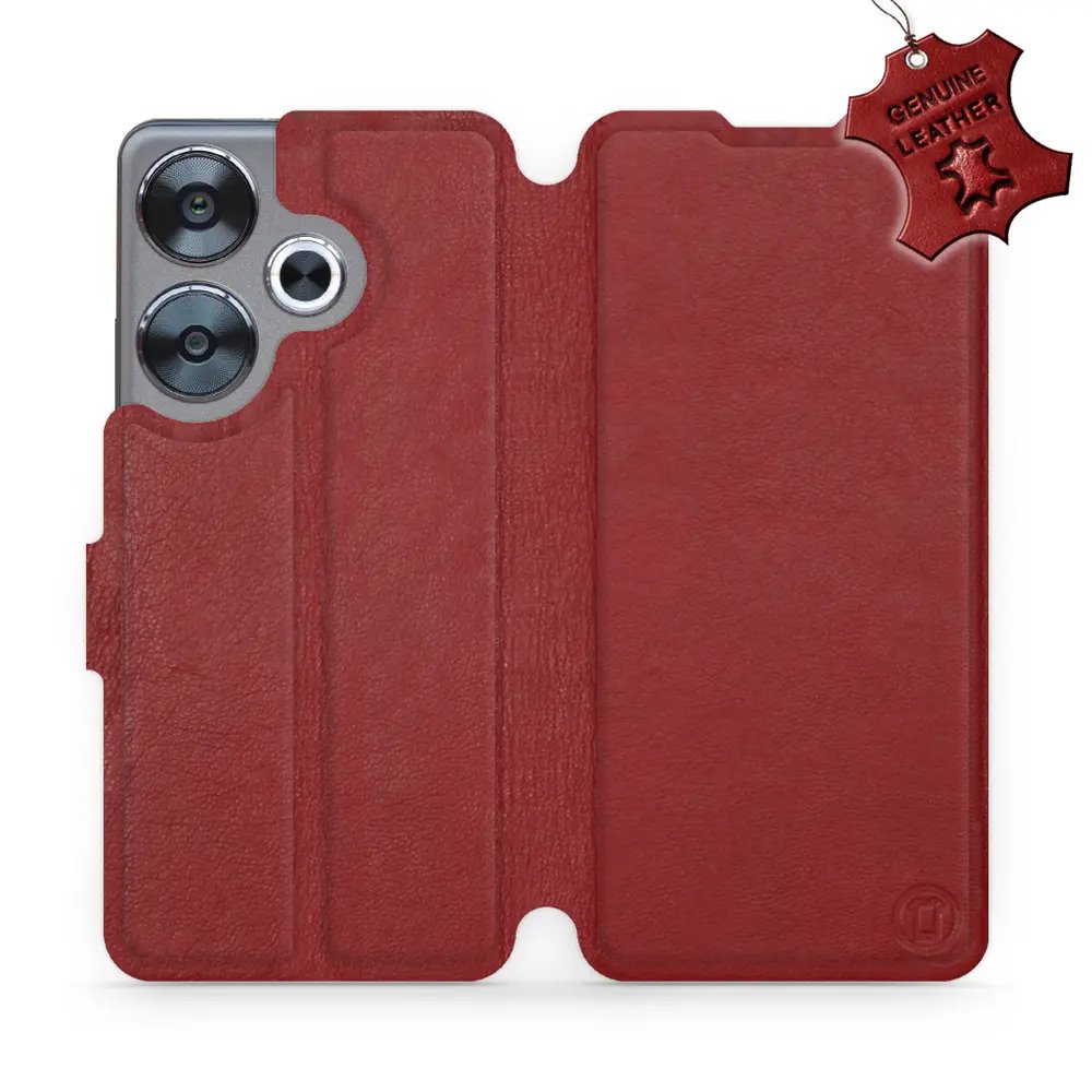 Kožené flip pouzdro Mobiwear - Xiaomi Poco F6 5G - Tmavě červené