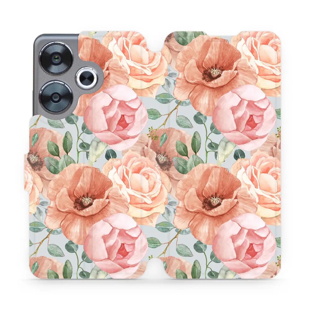 Flipové pouzdro Mobiwear - Xiaomi Poco F6 5G - MP02S Pastelové květy
