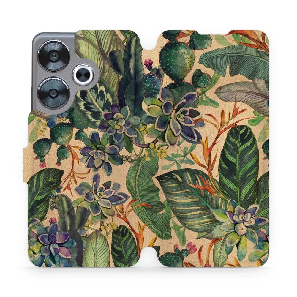 Flipové pouzdro Mobiwear - Xiaomi Poco F6 5G - VP05S Sukulenty