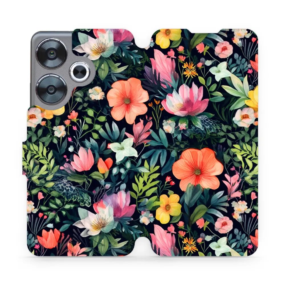 Flipové pouzdro Mobiwear - Xiaomi Poco F6 5G - VP48S Pestré kvítky