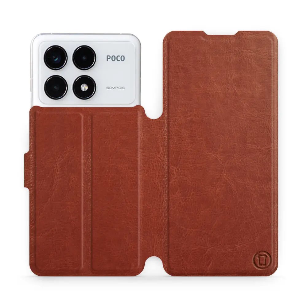 Flipové pouzdro Mobiwear - Xiaomi Poco F6 Pro 5G - Hnědé a šedé