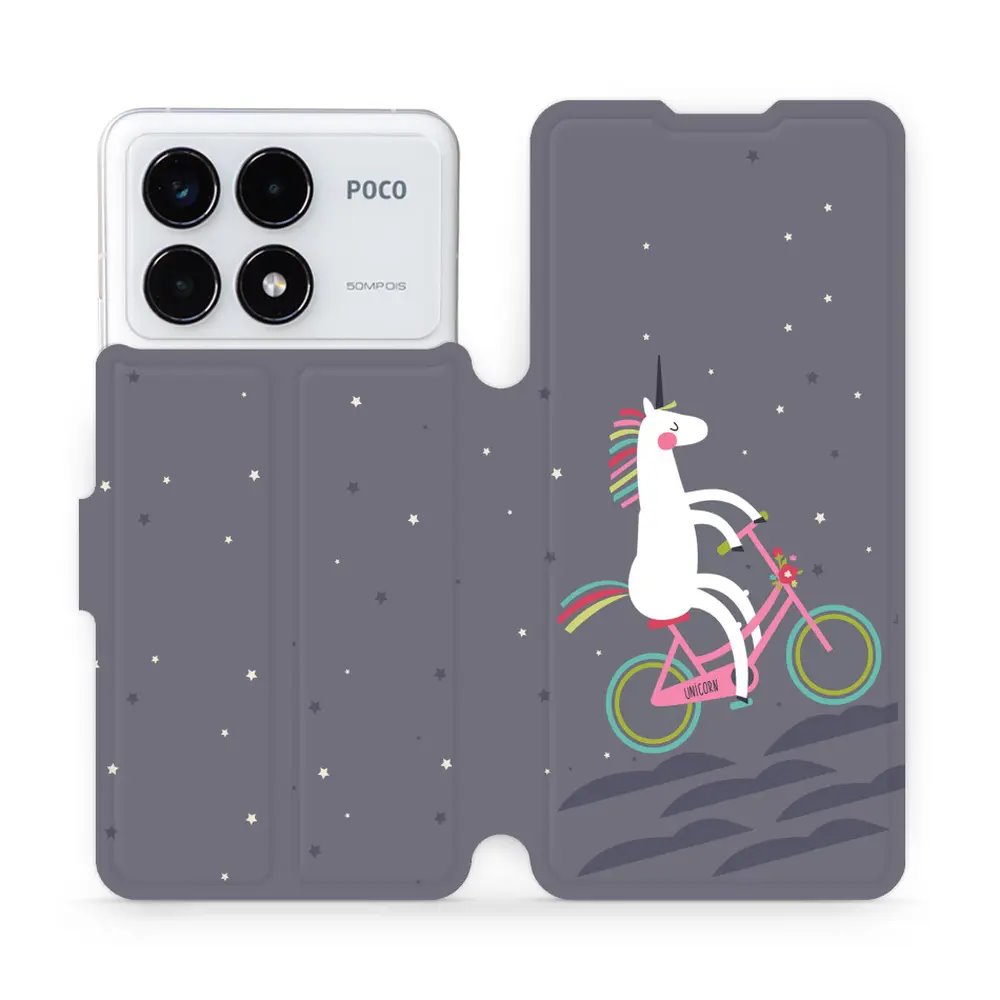 Flipové pouzdro Mobiwear - Xiaomi Poco F6 Pro 5G - V024P Jednorožec na kole