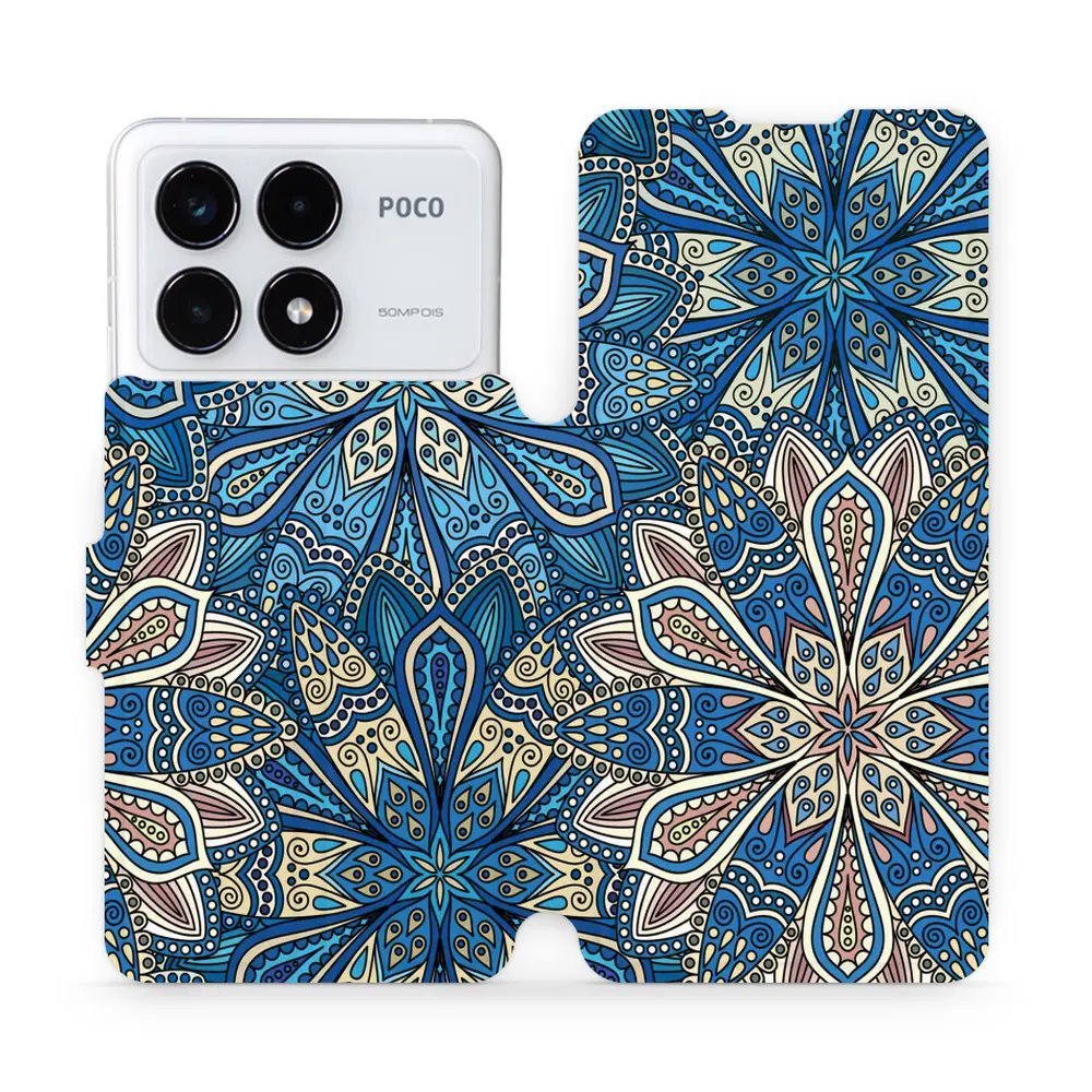 Flipové pouzdro Mobiwear - Xiaomi Poco F6 Pro 5G - V108P Modré mandala květy