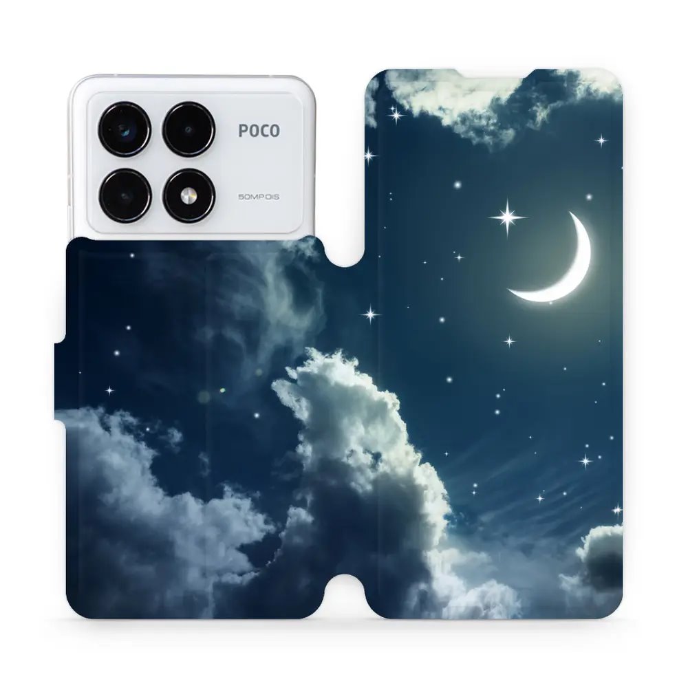 Flipové pouzdro Mobiwear - Xiaomi Poco F6 Pro 5G - V145P Noční obloha s měsícem