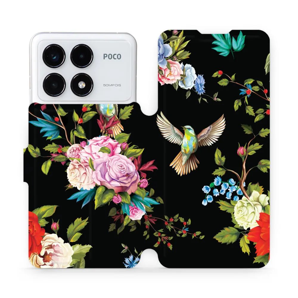 Flipové pouzdro Mobiwear - Xiaomi Poco F6 Pro 5G - VD09S Ptáčci a květy