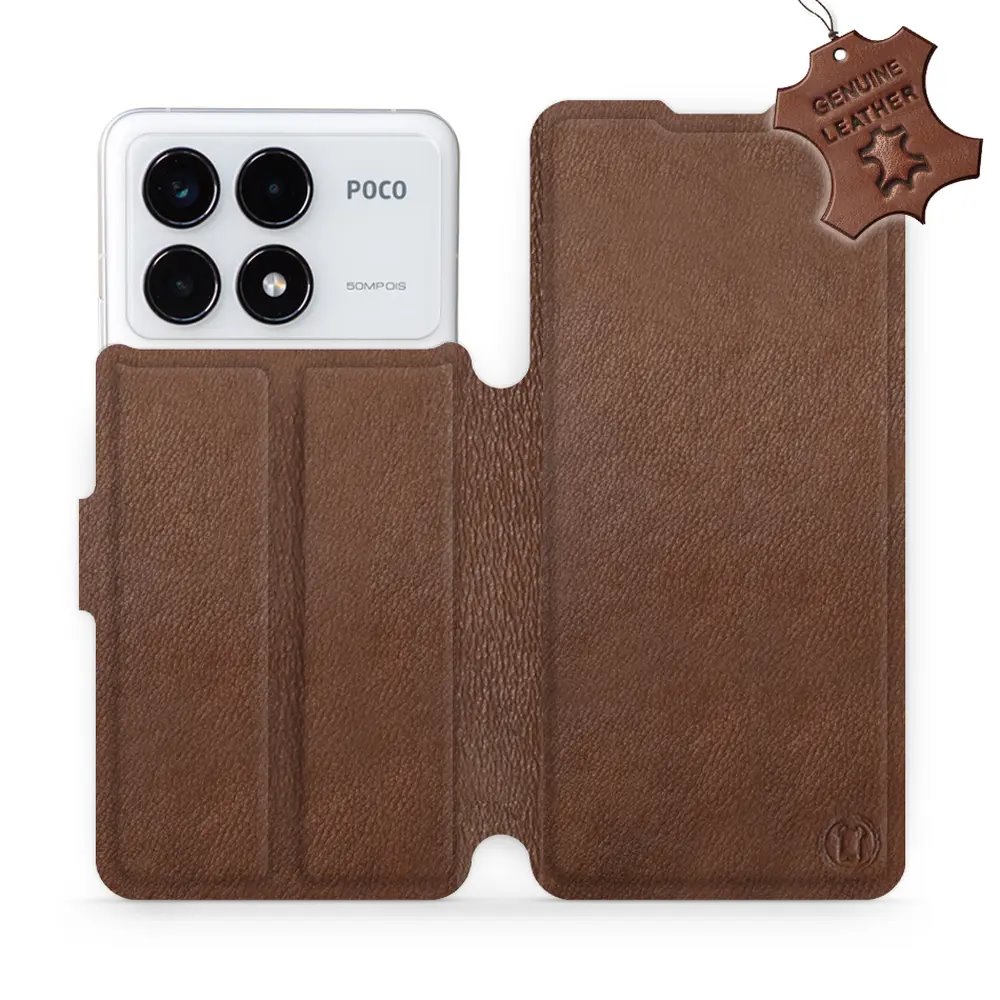 Kožené flip pouzdro Mobiwear - Xiaomi Poco F6 Pro 5G - Hnědé