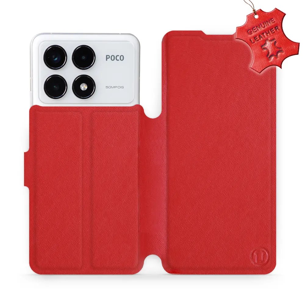 Kožené flip pouzdro Mobiwear - Xiaomi Poco F6 Pro 5G - Červené