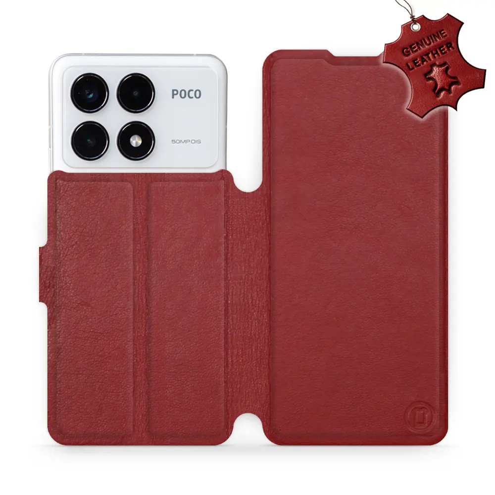 Kožené flip pouzdro Mobiwear - Xiaomi Poco F6 Pro 5G - Tmavě červené