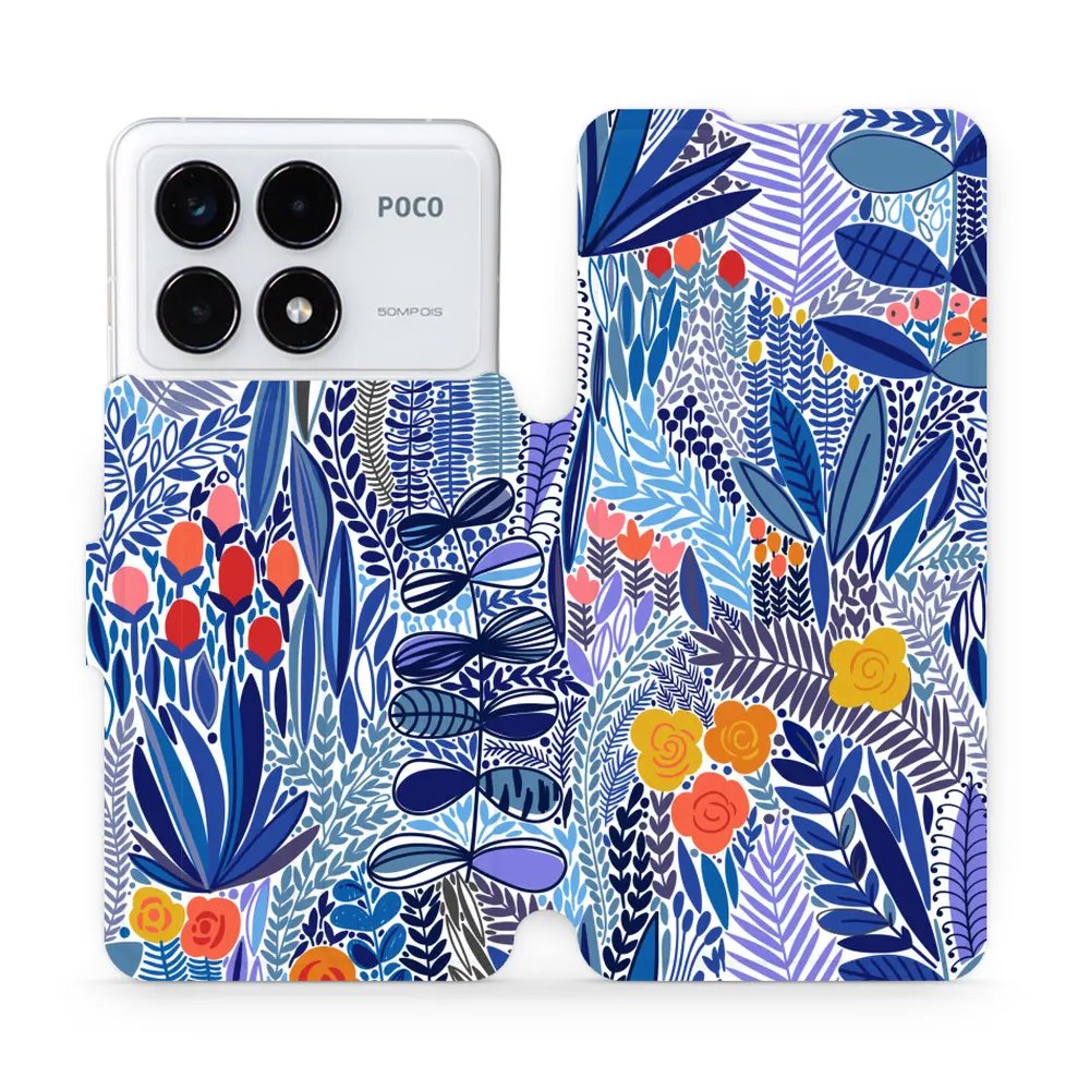 Flipové pouzdro Mobiwear - Xiaomi Poco F6 Pro 5G - MP03P Modrá květena