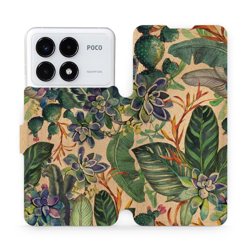 Flipové pouzdro Mobiwear - Xiaomi Poco F6 Pro 5G - VP05S Sukulenty