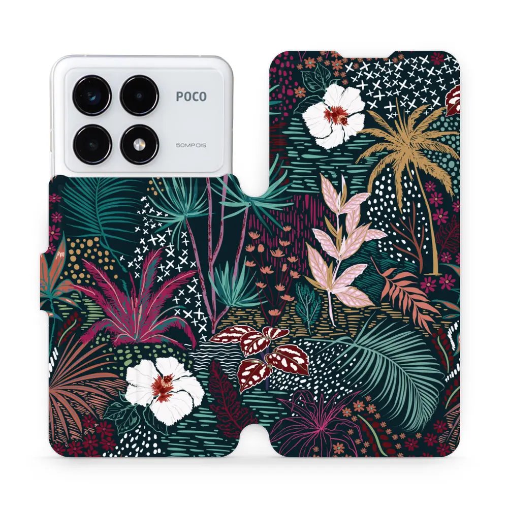 Flipové pouzdro Mobiwear - Xiaomi Poco F6 Pro 5G - VP13S Temná flóra