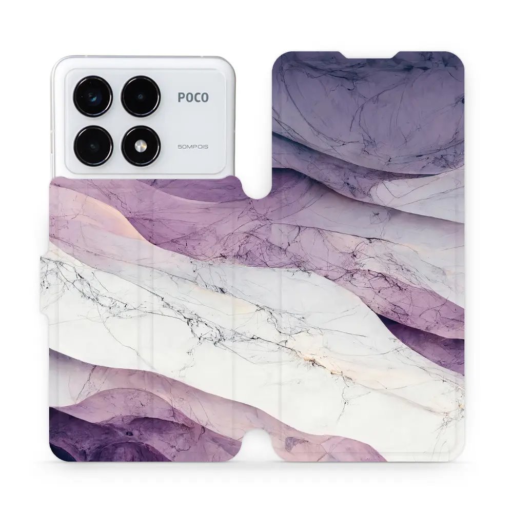 Flipové pouzdro Mobiwear - Xiaomi Poco F6 Pro 5G - VP31S Bílý a fialový mramor