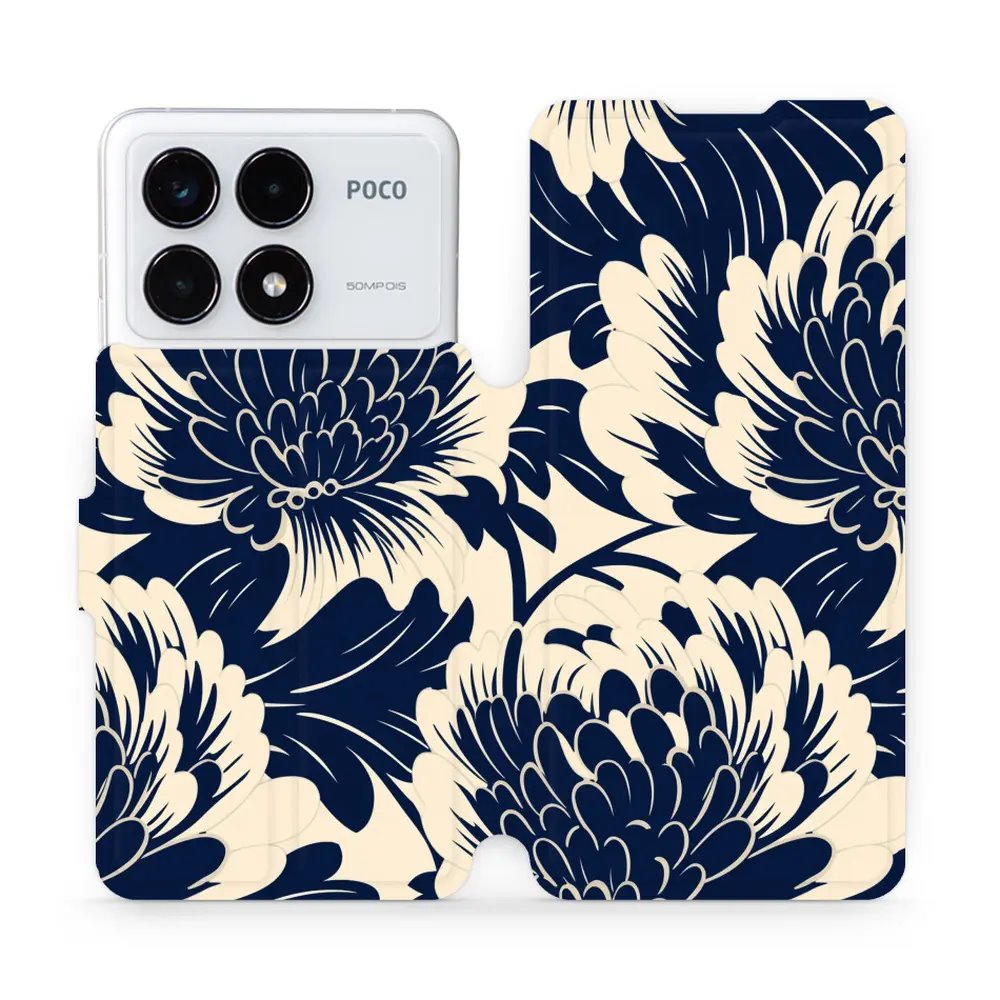 Flipové pouzdro Mobiwear - Xiaomi Poco F6 Pro 5G - VA40S Modré a béžové květy