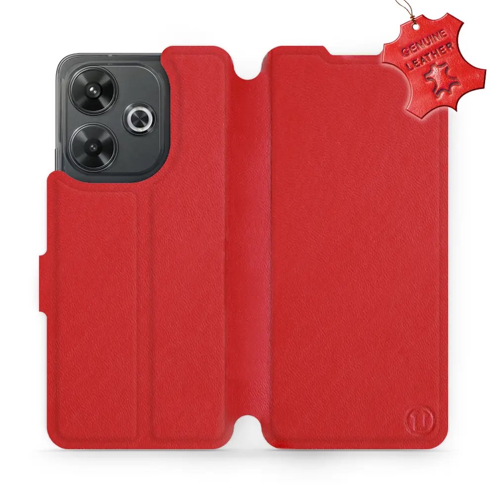 Kožené flip pouzdro Mobiwear - Xiaomi Redmi 13 - Červené