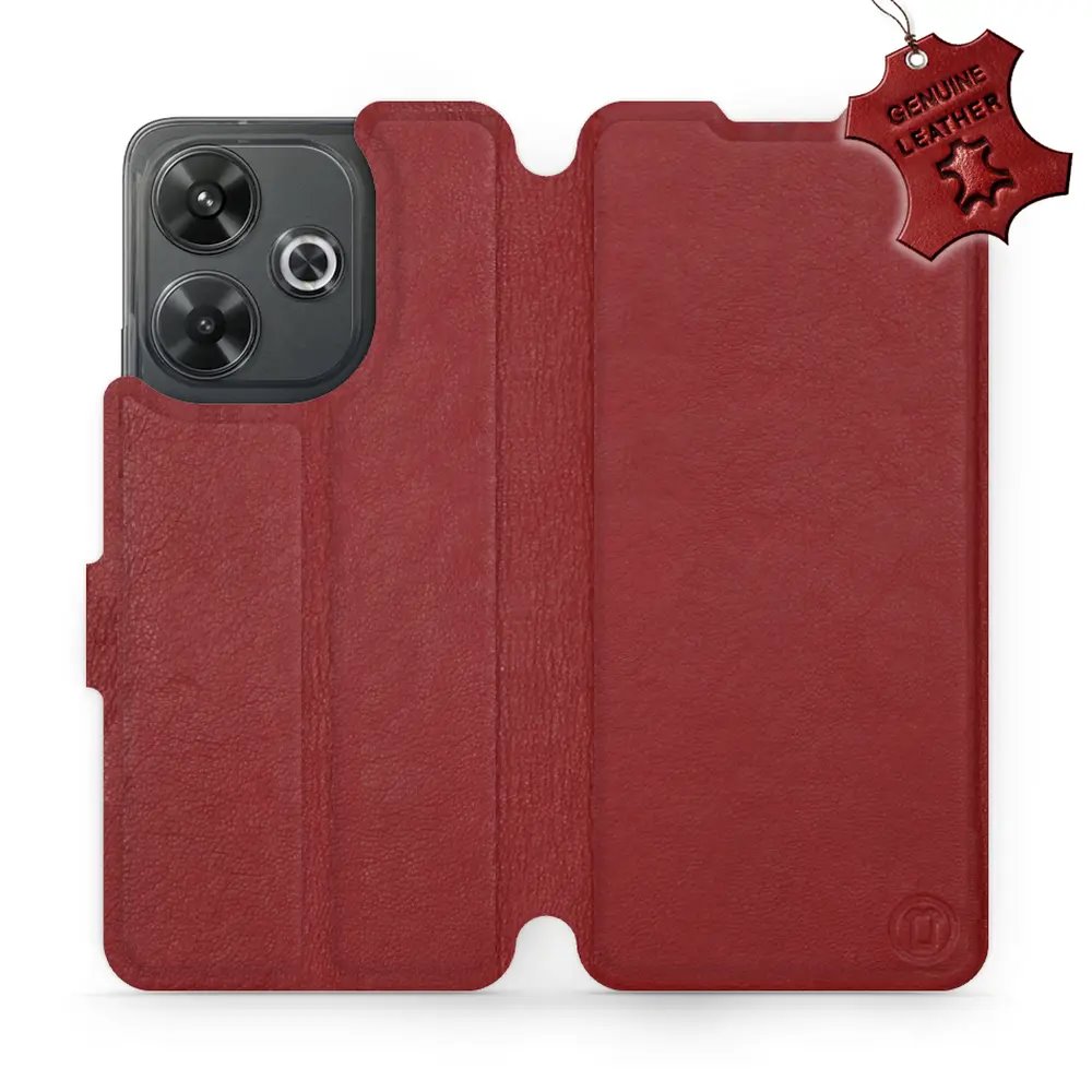 Kožené flip pouzdro Mobiwear - Xiaomi Redmi 13 - Tmavě červené