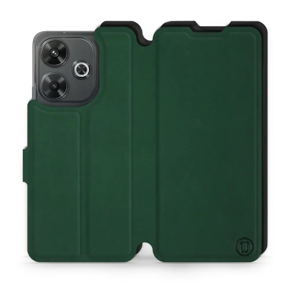 Flipové pouzdro Mobiwear Semiš - Xiaomi Redmi 13 - Zelené & Černé