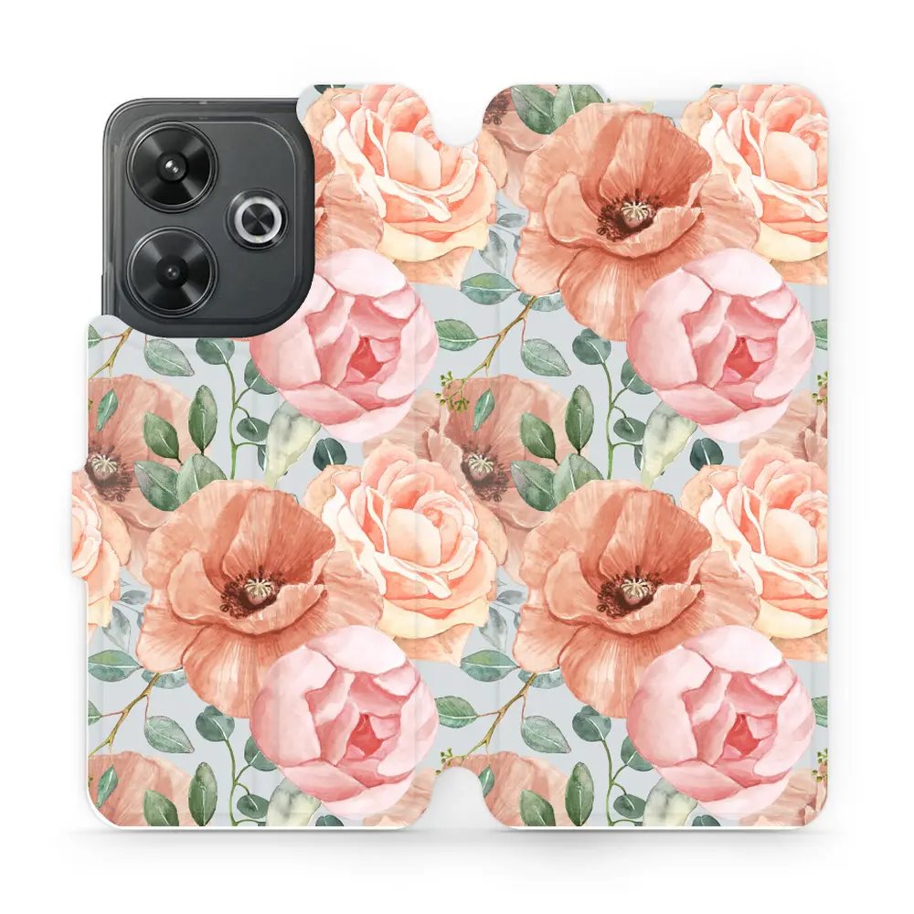 Flipové pouzdro Mobiwear - Xiaomi Redmi 13 - MP02S Pastelové květy