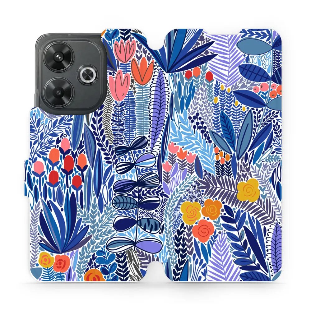 Flipové pouzdro Mobiwear - Xiaomi Redmi 13 - MP03P Modrá květena
