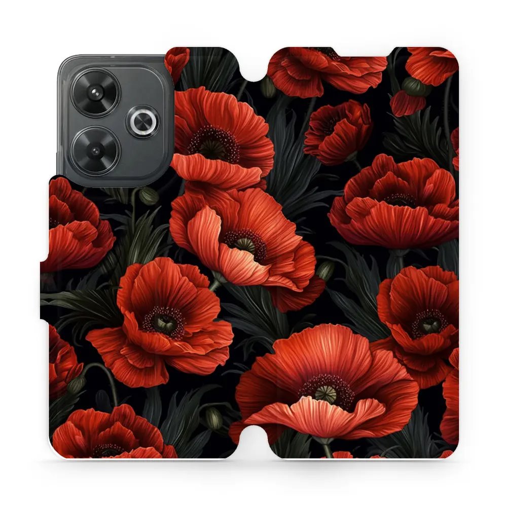 Flipové pouzdro Mobiwear - Xiaomi Redmi 13 - VP45S Temné červené květy
