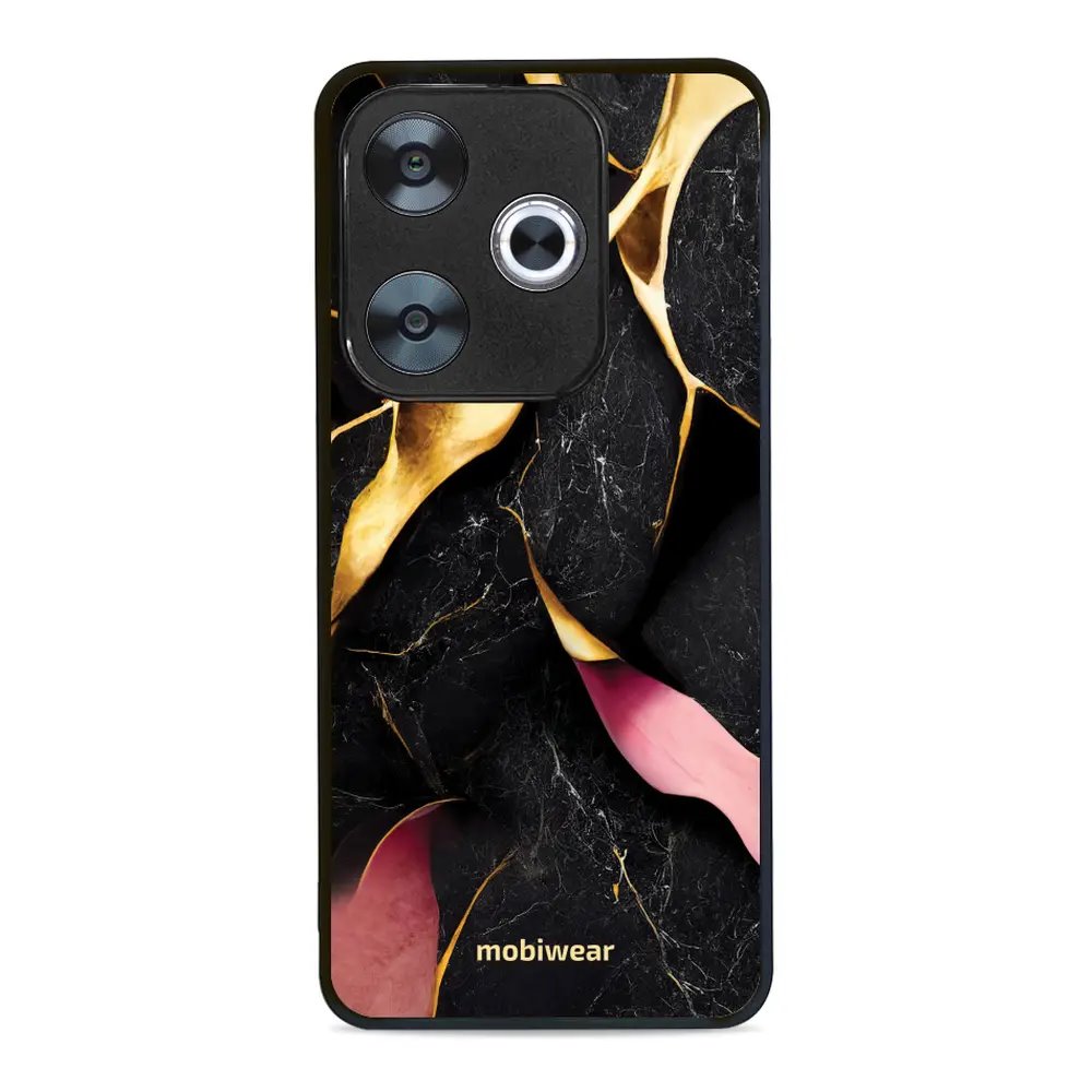 Lesklý kryt Mobiwear Glossy - Xiaomi Poco F6 5G - G021G Černý a zlatavý mramor