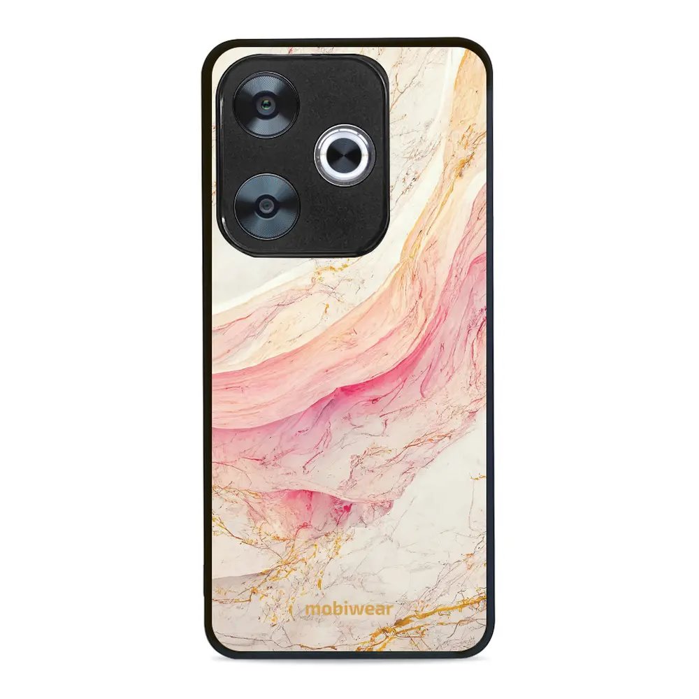 Lesklý kryt Mobiwear Glossy - Xiaomi Poco F6 5G - G027G - Růžový a zlatavý mramor