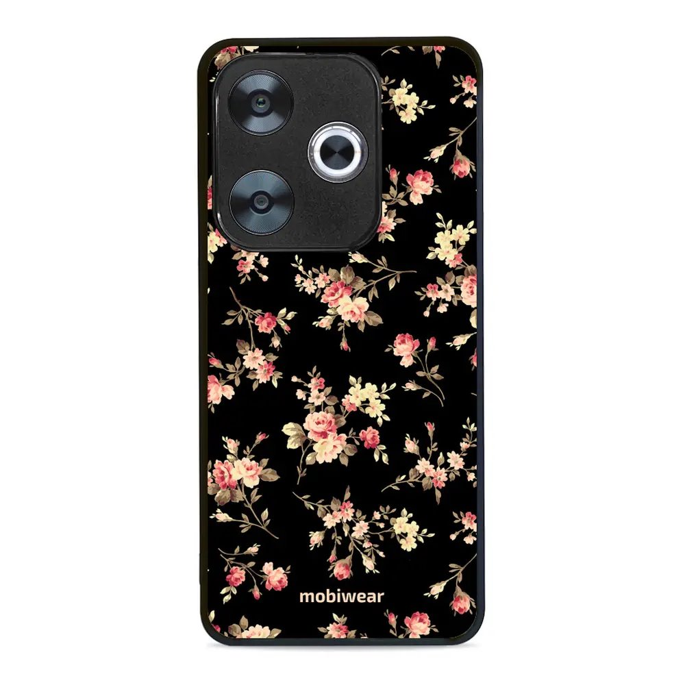 Lesklý kryt Mobiwear Glossy - Xiaomi Poco F6 5G - G039G - Květy na černé