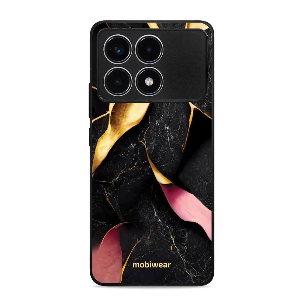 Lesklý kryt Mobiwear Glossy - Xiaomi Poco F6 Pro 5G - G021G Černý a zlatavý mramor