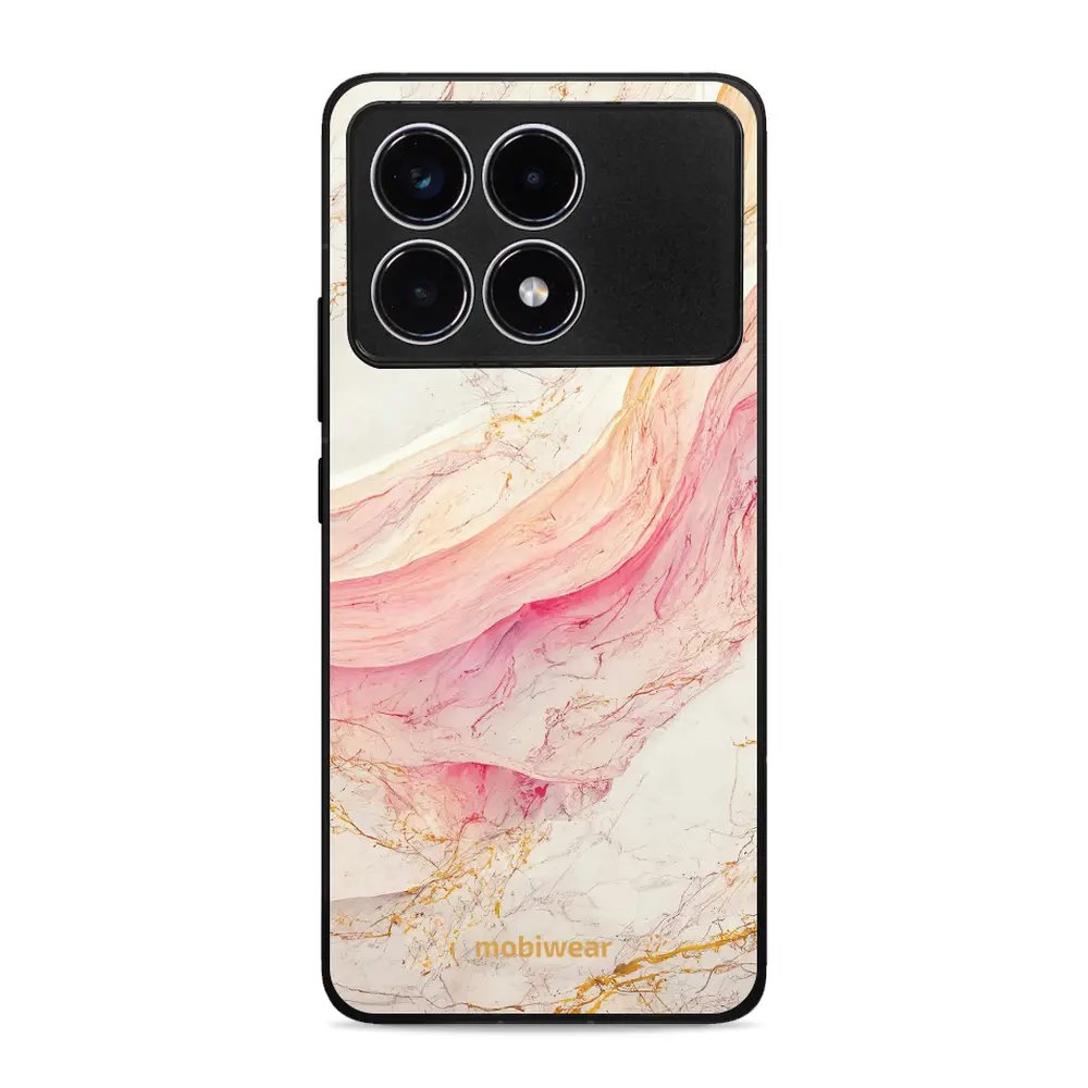 Lesklý kryt Mobiwear Glossy - Xiaomi Poco F6 Pro 5G - G027G - Růžový a zlatavý mramor