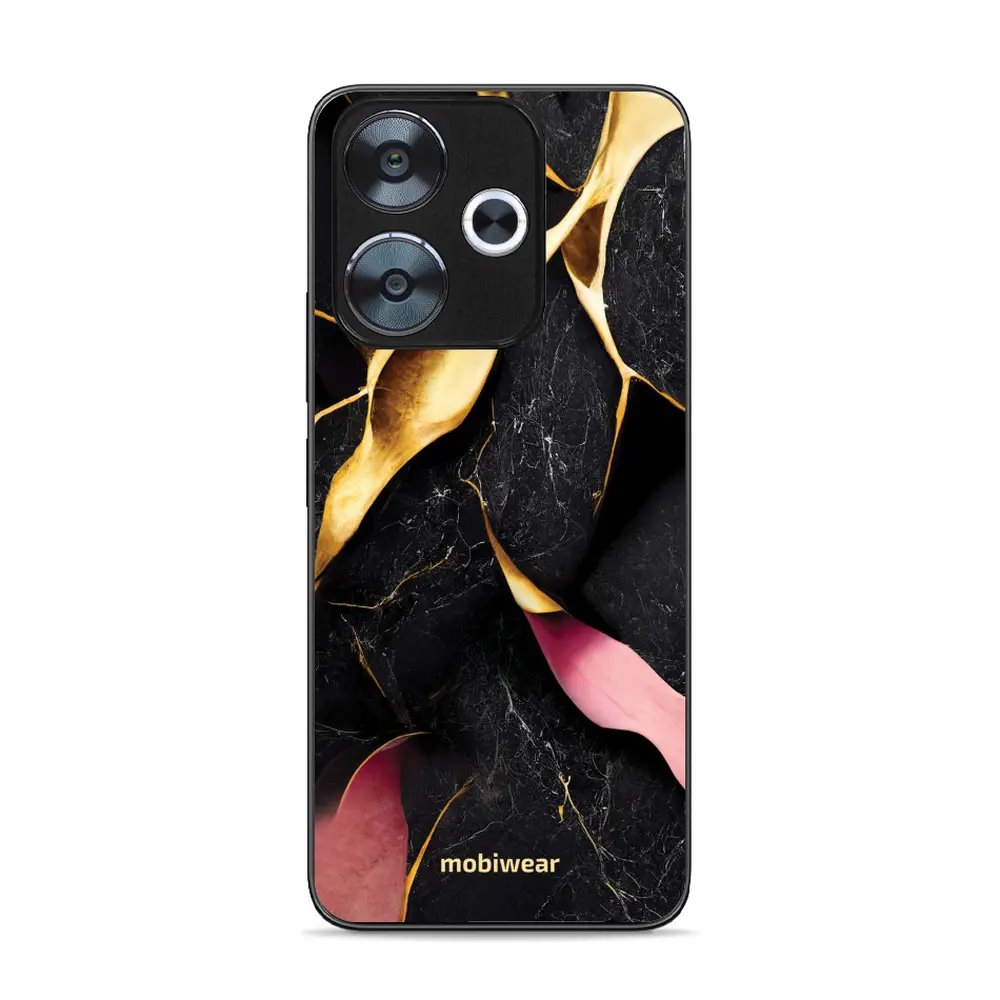 Lesklý kryt Mobiwear Glossy - Xiaomi Redmi 13 - G021G Černý a zlatavý mramor