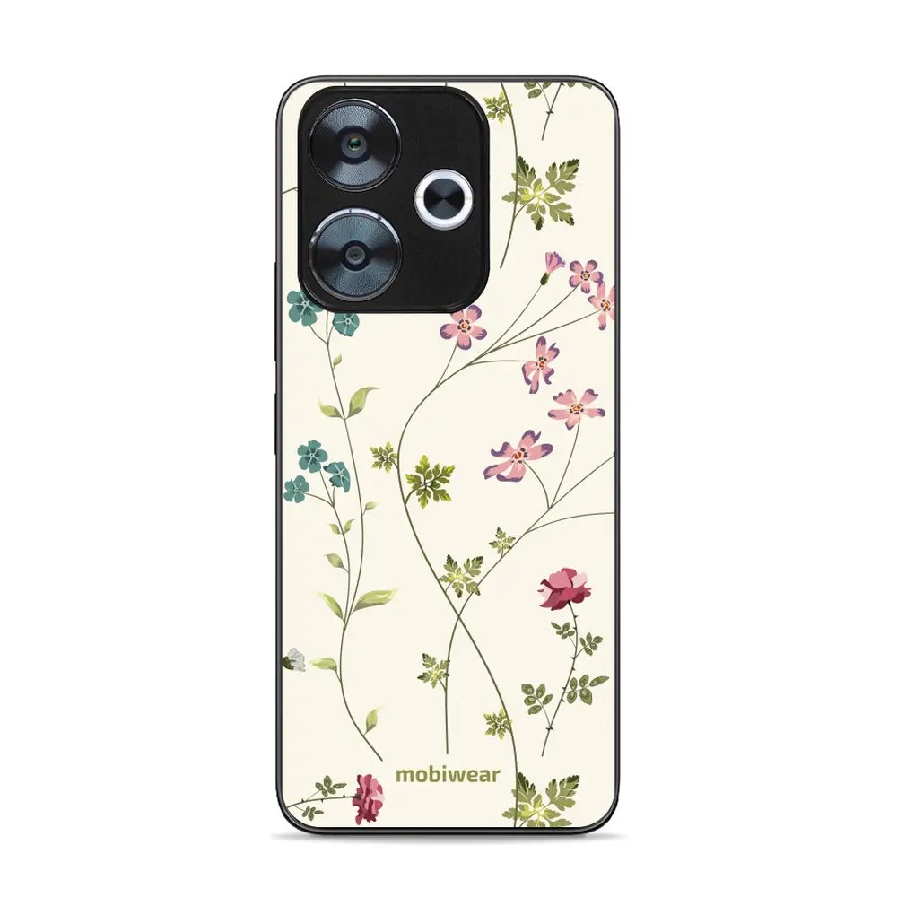 Lesklý kryt Mobiwear Glossy - Xiaomi Redmi 13 - G035G - Tenké rostlinky s květy