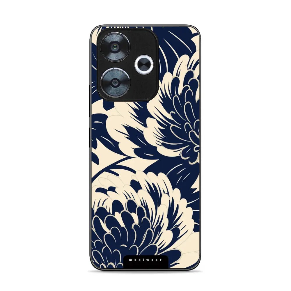 Lesklý kryt Mobiwear Glossy - Xiaomi Redmi 13 - GA40G Modré a béžové květy